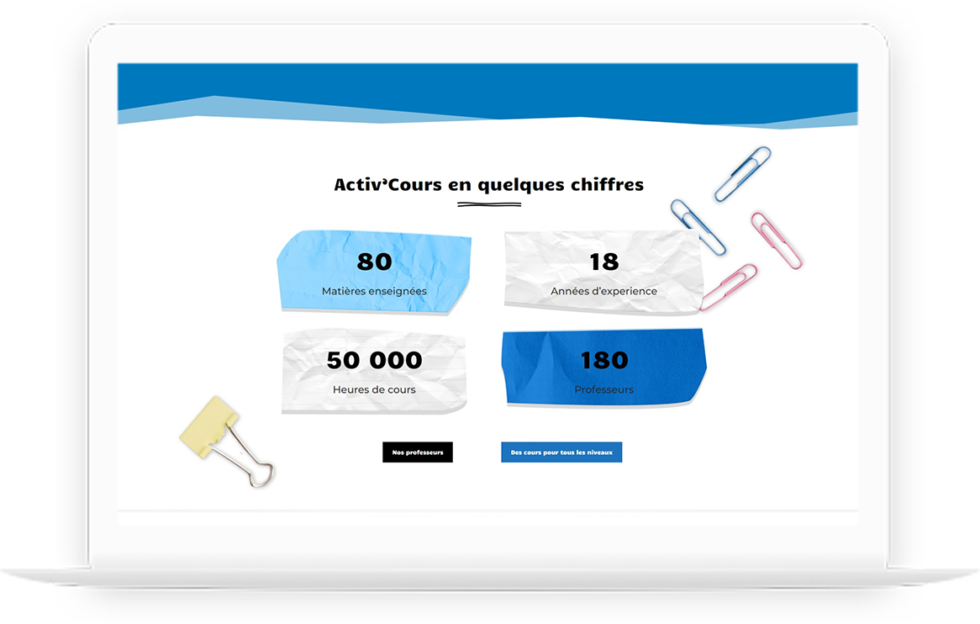 Site vitrine de Activ'Cours réalisé par DC DIGITAL - Laptop