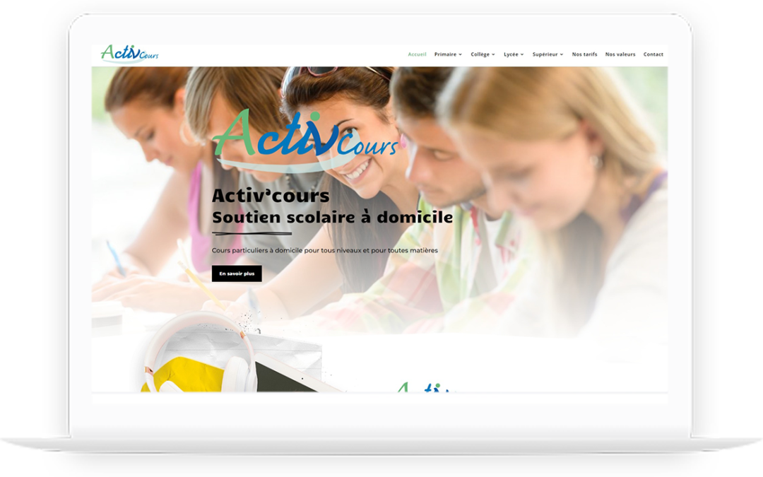 Site vitrine de Activ'Cours réalisé par DC DIGITAL - Laptop