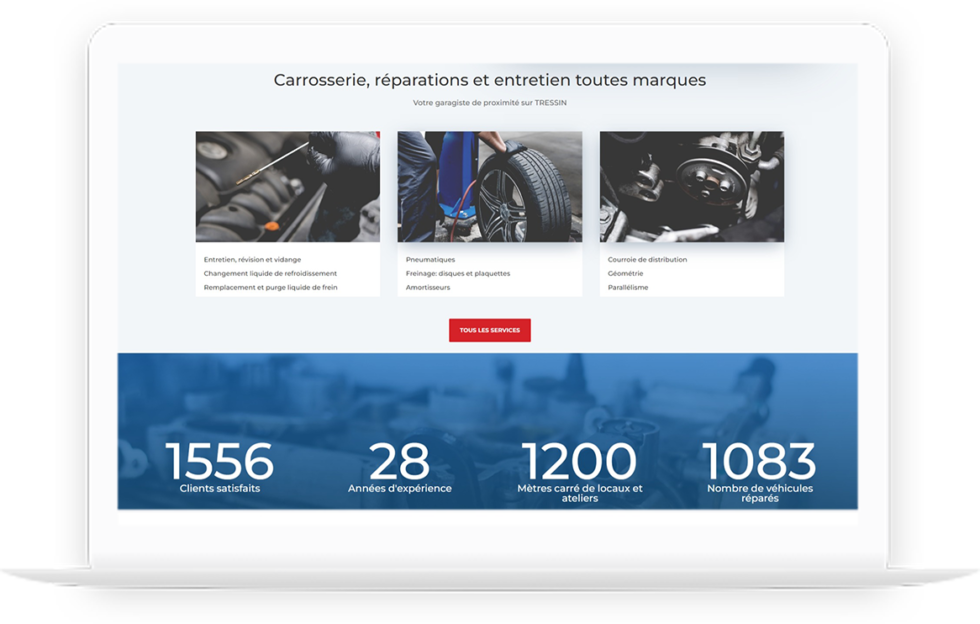 Site vitrine de la carrosserie Basilienne réalisé par DC DIGITAL - Laptop