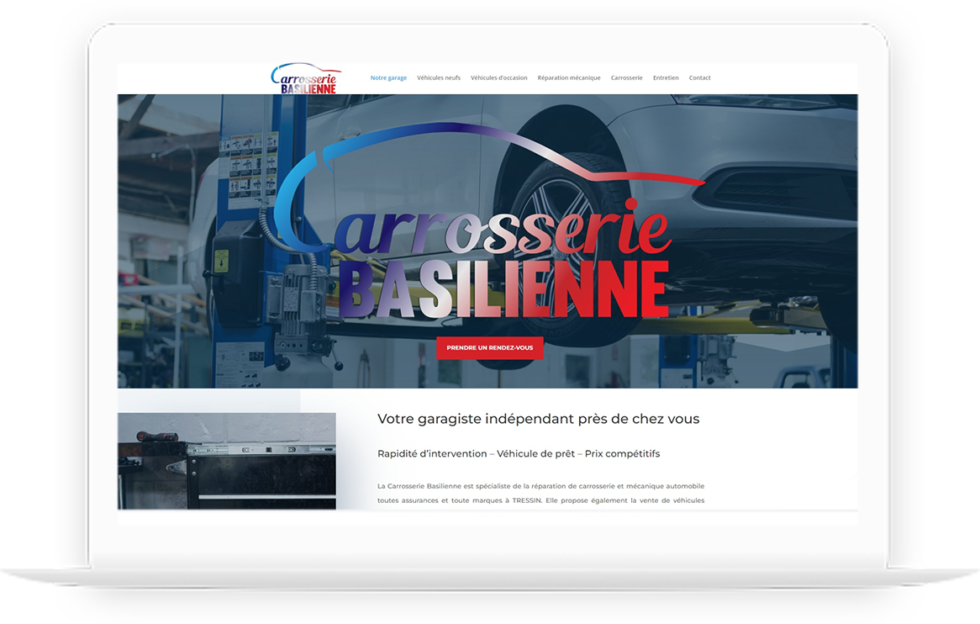 Site vitrine de la carrosserie Basilienne réalisé par DC DIGITAL - Laptop