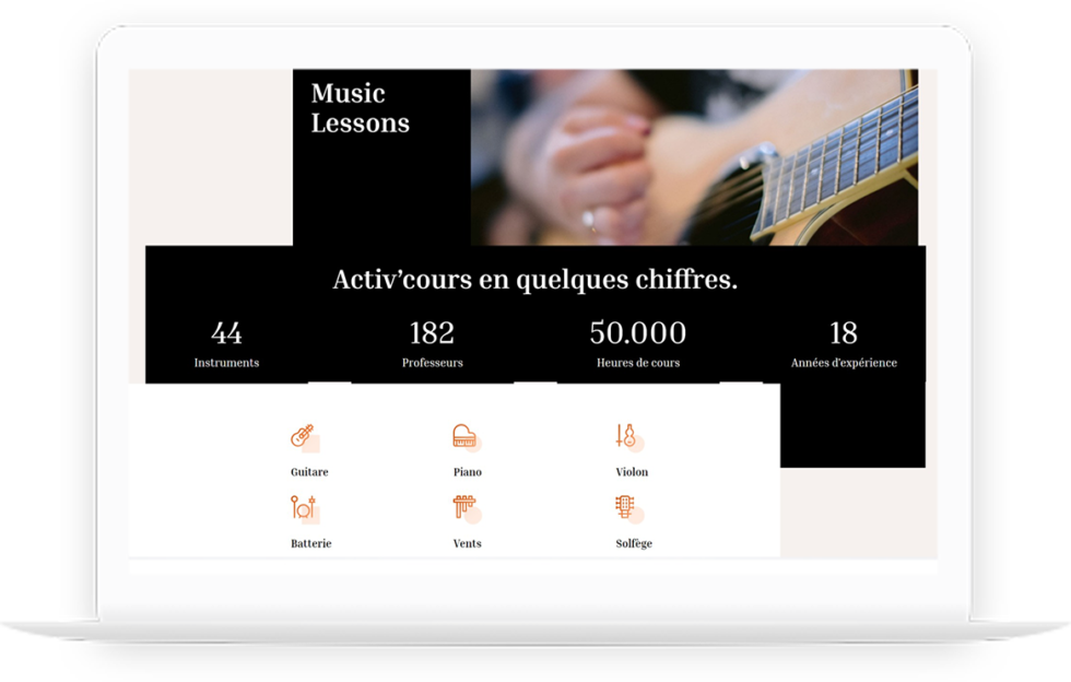 Site vitrine de Activ'Cours Musique réalisé par DC DIGITAL - Laptop