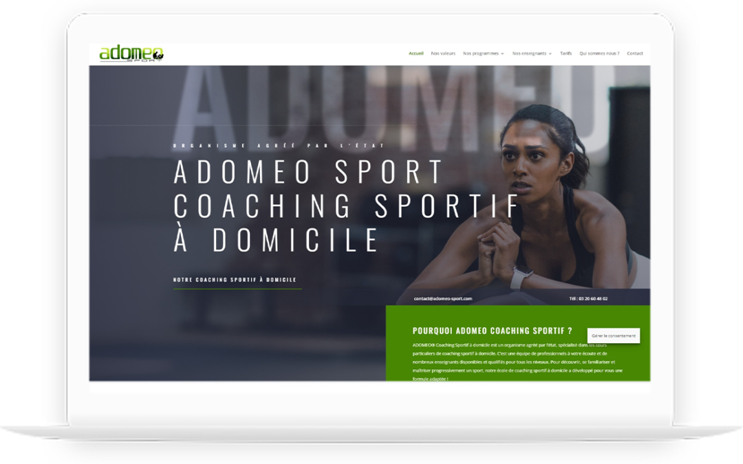 Site vitrine de Adomeo Sport réalisé par DC DIGITAL - Laptop