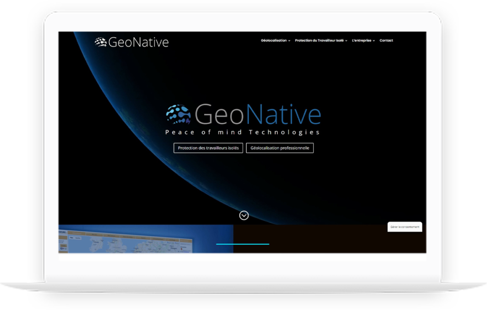 site vitrine GeoNative réalisé par DC DIGITAL - Laptop