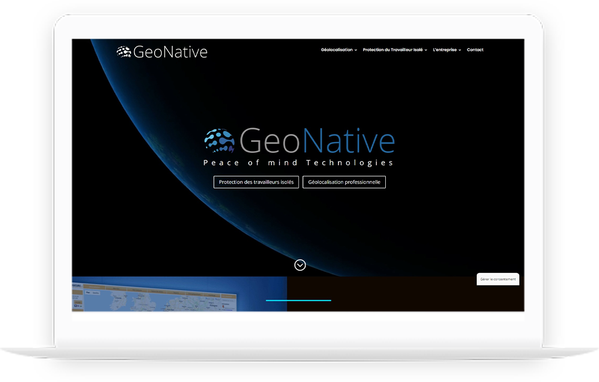 site vitrine GeoNative réalisé par DC DIGITAL - Laptop