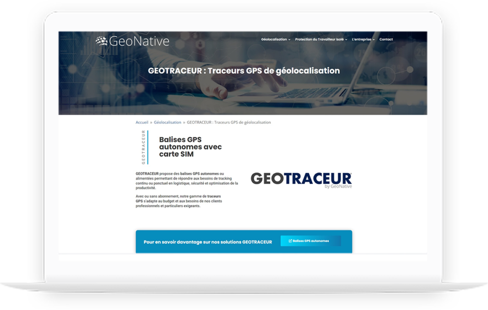 site vitrine GeoNative réalisé par DC DIGITAL - Laptop