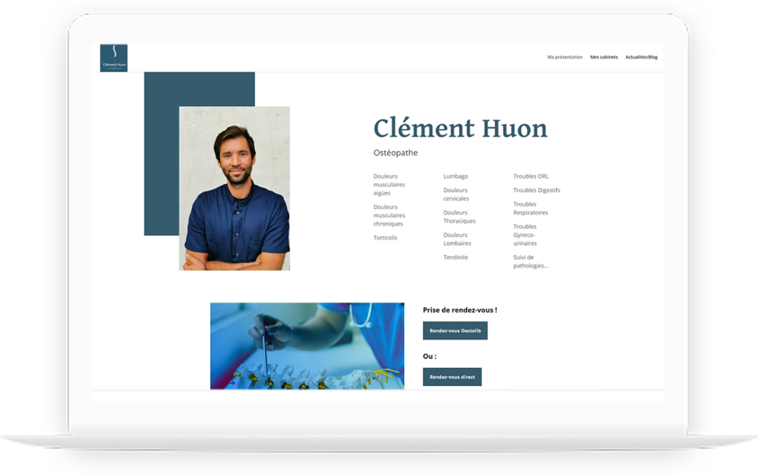 Site vitrine de Clément Huon, ostéopathe réalisé par DC DIGITAL - Laptop