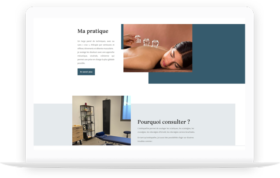 Site vitrine de Clément Huon, ostéopathe réalisé par DC DIGITAL - Laptop