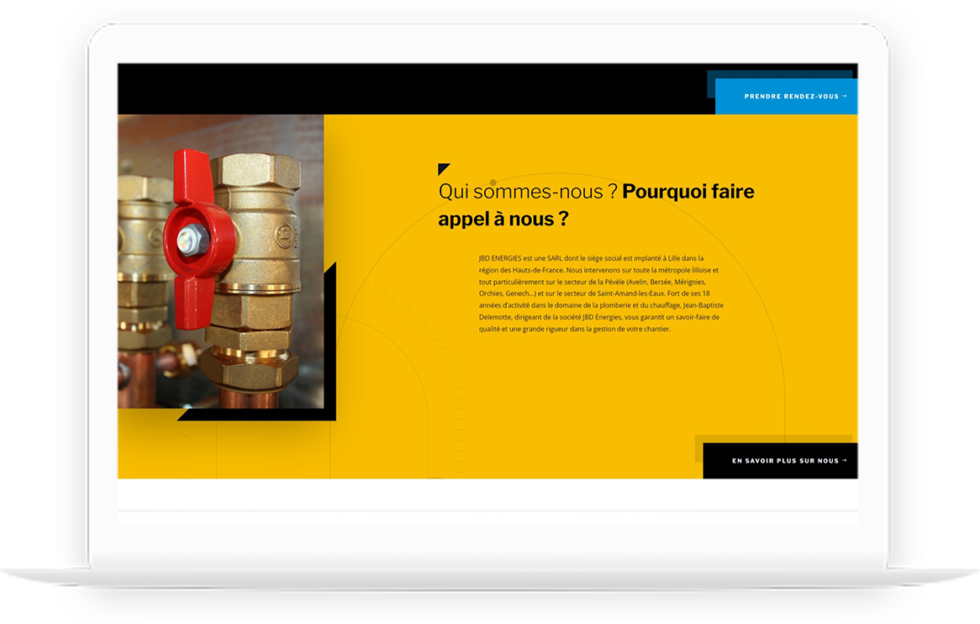 Site vitrine de JBD Energies réalisé par DC DIGITAL - Laptop