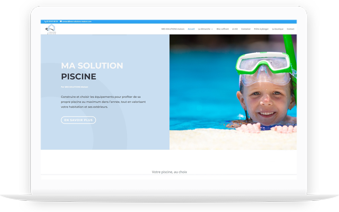 Site vitrine de ma solution piscine réalisé par DC DIGITAL - Laptop