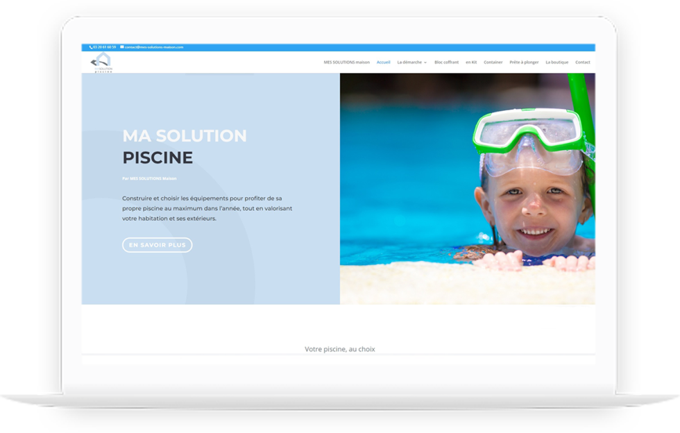 Site vitrine de ma solution piscine réalisé par DC DIGITAL - Laptop