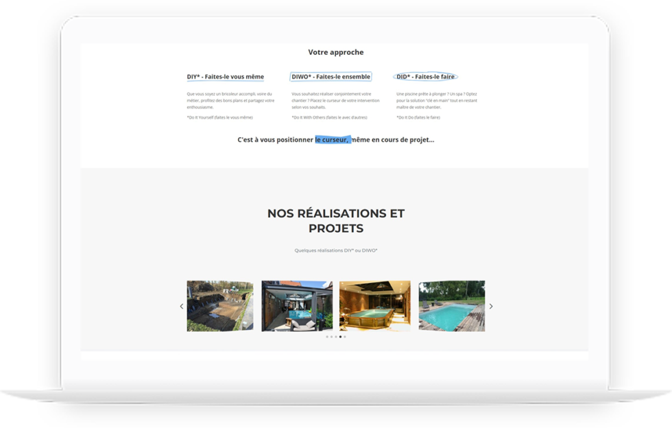 Site vitrine de ma solution piscine réalisé par DC DIGITAL - Laptop