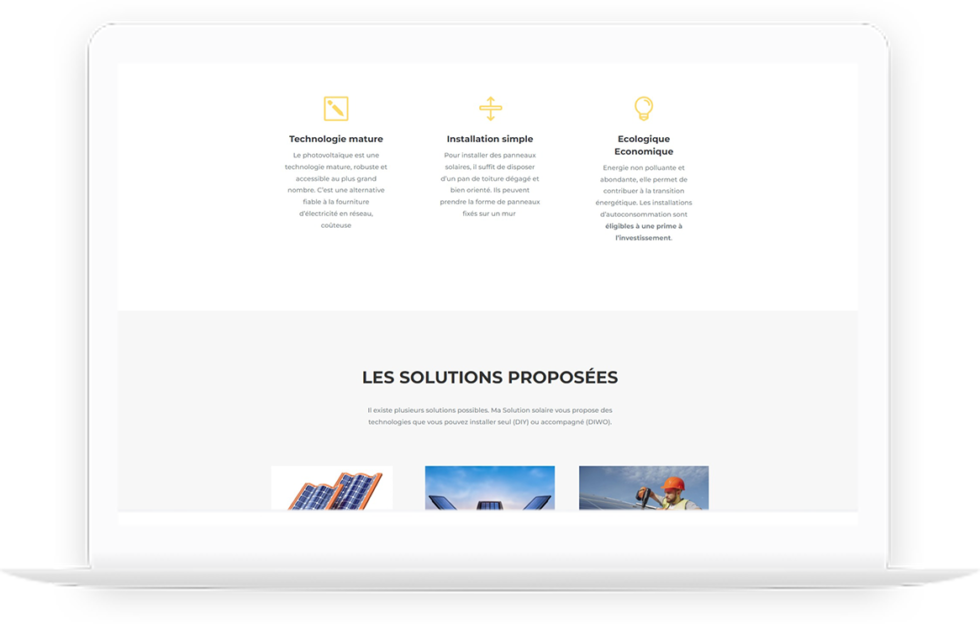 Site vitrine de ma solution solaire réalisé par DC DIGITAL - Laptop