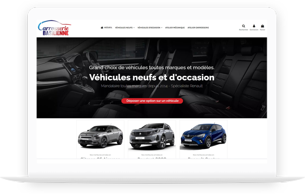 Site e-commerce de la Carrosserie BASILIENNE réalisé par DC DIGITAL - Laptop