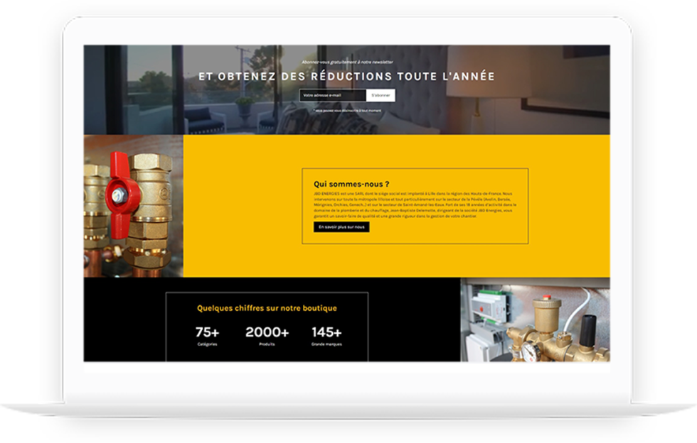 Site e-commerce de JBD Energies réalisé par DC DIGITAL - Laptop