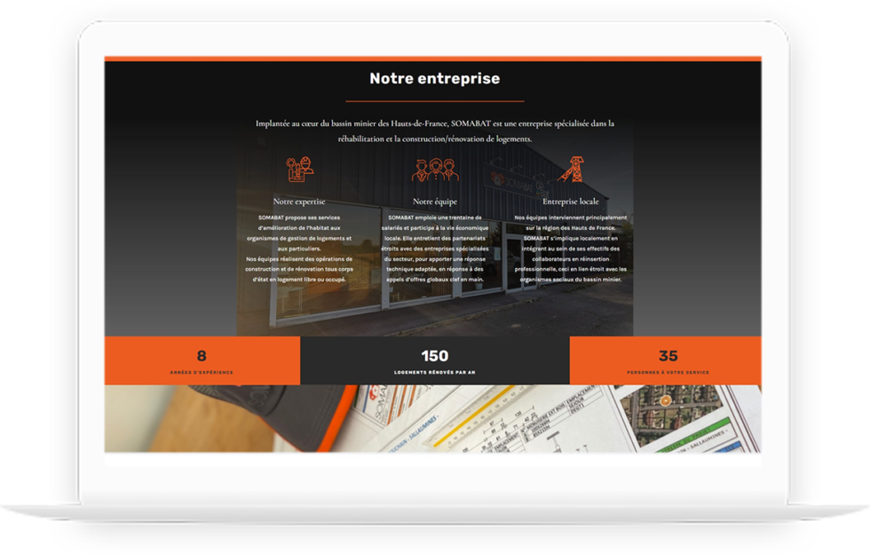 Site vitrine de SOMABAT réalisé par DC DIGITAL - Laptop