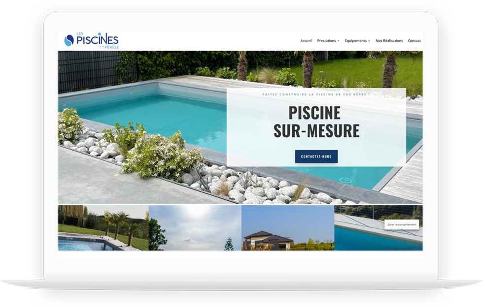 Site vitrine des piscines de la Pévèle réalisé par DC DIGITAL - Laptop